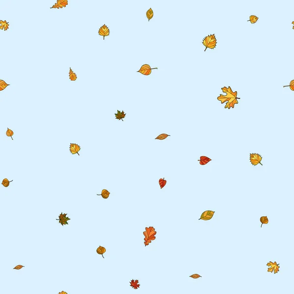 Vector abstracto doodle otoño hojas patrón sin costura — Archivo Imágenes Vectoriales