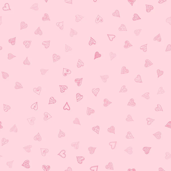 Chaotic vector colored doodle hearts seamless pattern - for Valentine's day — Stock Vector