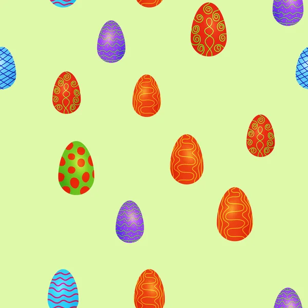 Doodle vetor Páscoa ovos caótico sem costura padrão — Vetor de Stock