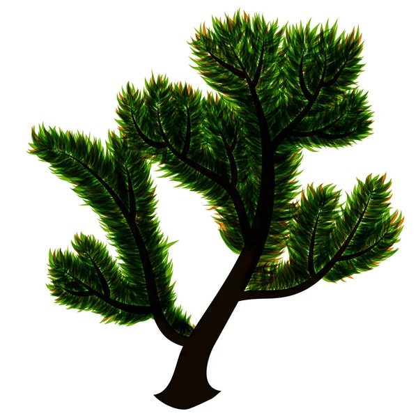 Абстрактное изолированное векторное дерево с зелеными листьями — стоковый вектор