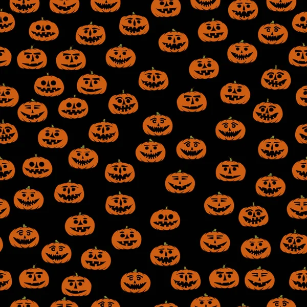 Hand drawn jack-o-lantern seamless pattern - halloween background — Stock Vector