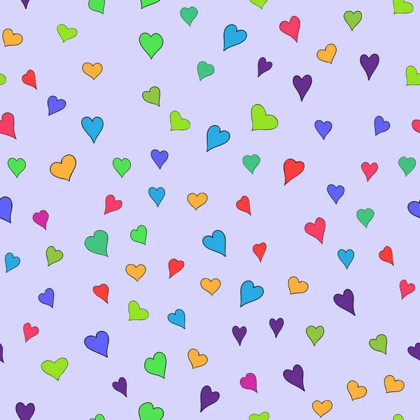 Kaotik vektör renkli karalama kalpler Sevgililer Günü için kusursuz desen — Stok Vektör