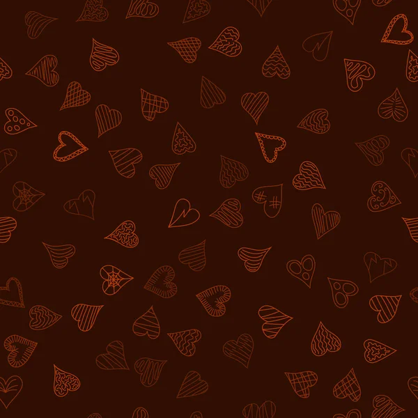 El vector caótico coloreado doodle corazones patrón sin fisuras - para el día de San Valentín — Vector de stock