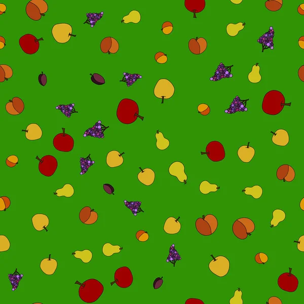 Modèle sans couture de fruit vectoriel dessiné à la main — Image vectorielle