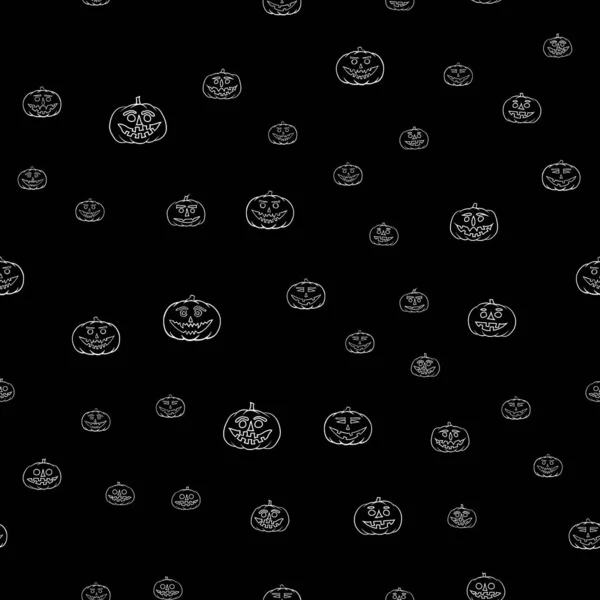 Motif sans couture Jack-o-lanterne dessiné à la main - fond halloween — Image vectorielle