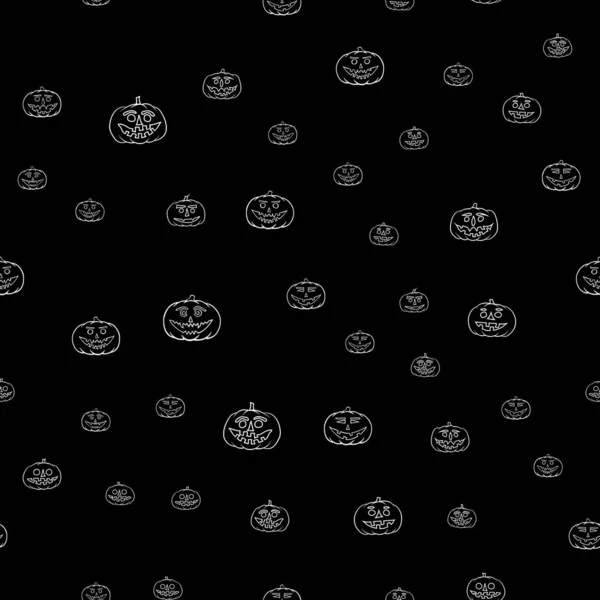 Dibujado a mano jack-o-linterna patrón sin costura - fondo de Halloween — Archivo Imágenes Vectoriales