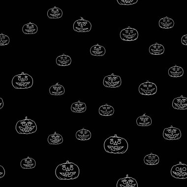 elle çizilmiş jack-o-lantern seamless modeli - Cadılar Bayramı arka plan