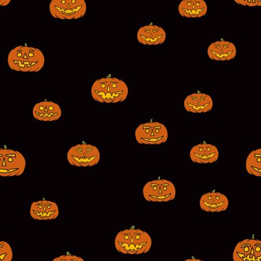 elle çizilmiş jack-o-lantern seamless modeli - Cadılar Bayramı arka plan