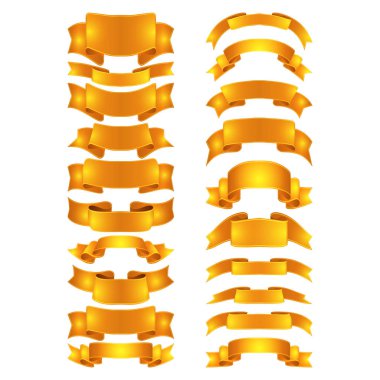 izole vektör renkli saten kurdeleler ayarlandı