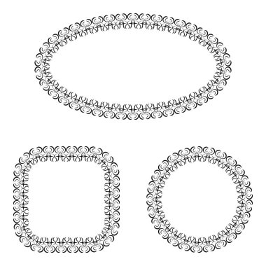 soyut vektör siyah ve beyaz dekoratif çerçeveler ayarlandı