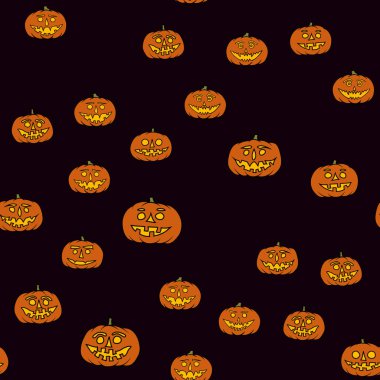 elle çizilmiş jack-o-lantern seamless modeli - Cadılar Bayramı arka plan