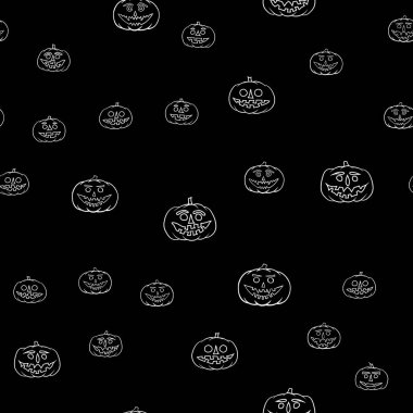 elle çizilmiş jack-o-lantern seamless modeli - Cadılar Bayramı arka plan