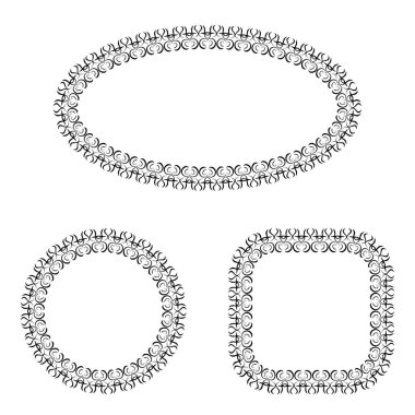 soyut vektör siyah ve beyaz dekoratif çerçeveler ayarlandı