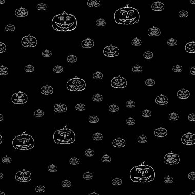 elle çizilmiş jack-o-lantern seamless modeli - Cadılar Bayramı arka plan