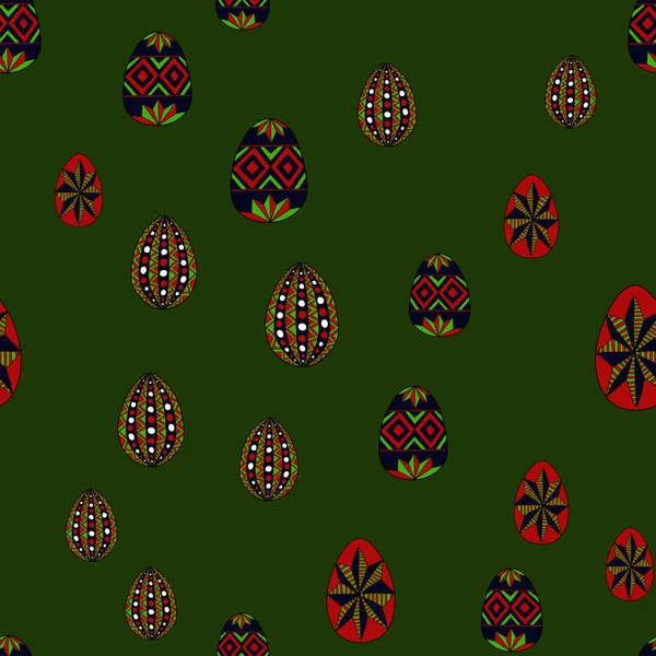 Doodle vector huevos de Pascua caótico patrón sin costura — Archivo Imágenes Vectoriales