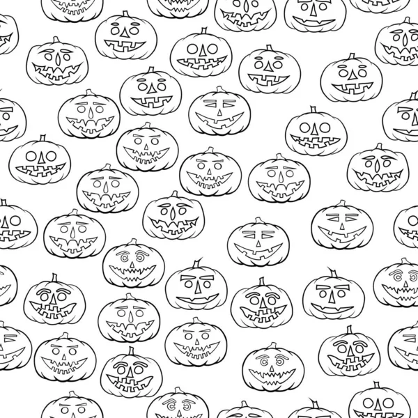 Hand getekende hefboom-o-lantaarn naadloze patroon - halloween achtergrond — Stockvector