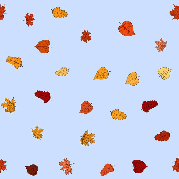 Abstrakte Vektor-Doodle Herbst Blätter nahtlose Muster — Stockvektor