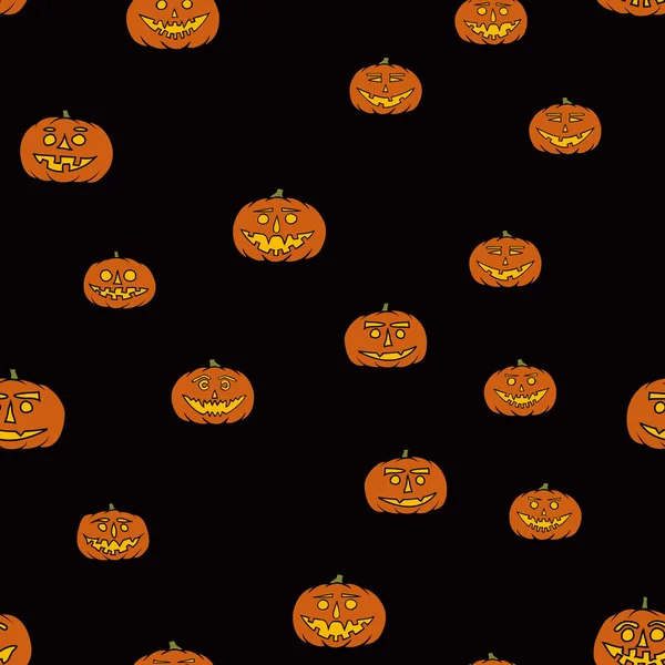 Disegno a mano jack-o-lanterna modello senza soluzione di continuità - sfondo di Halloween — Vettoriale Stock