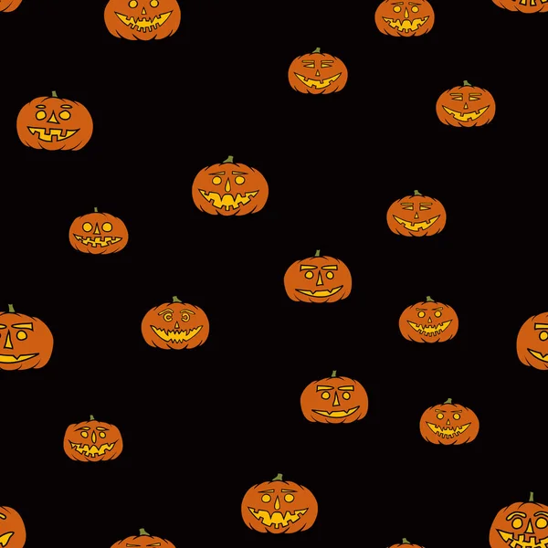 Mão desenhado jack-o-lanterna sem costura padrão - halloween fundo — Vetor de Stock