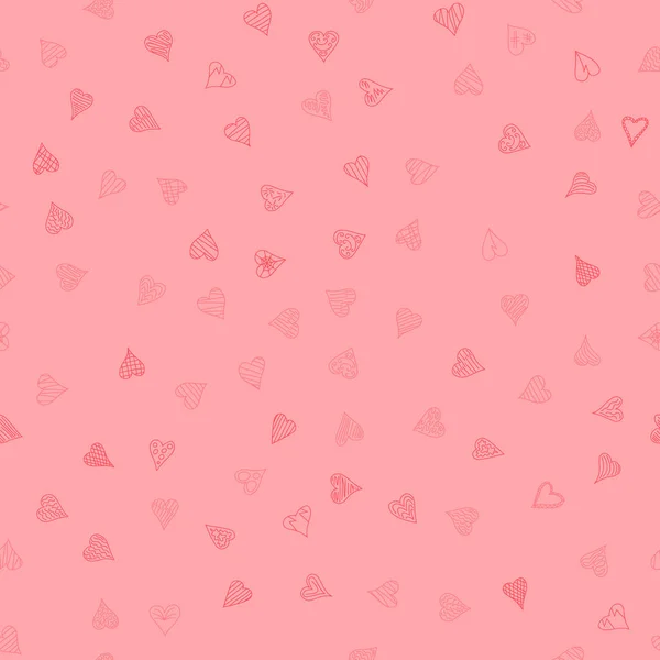 Chaotische vektorfarbene Doodle-Herzen mit nahtlosem Muster - zum Valentinstag — Stockvektor
