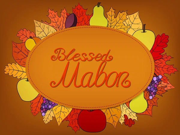 Carte de vœux calligraphique d'automne - Bienheureux Mabon — Image vectorielle