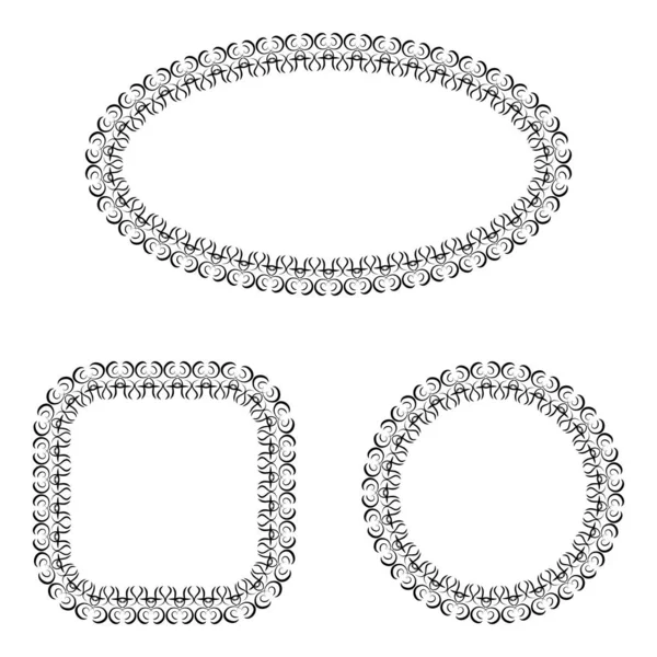 Vector abstracto negro y blanco marcos adornados conjunto — Archivo Imágenes Vectoriales