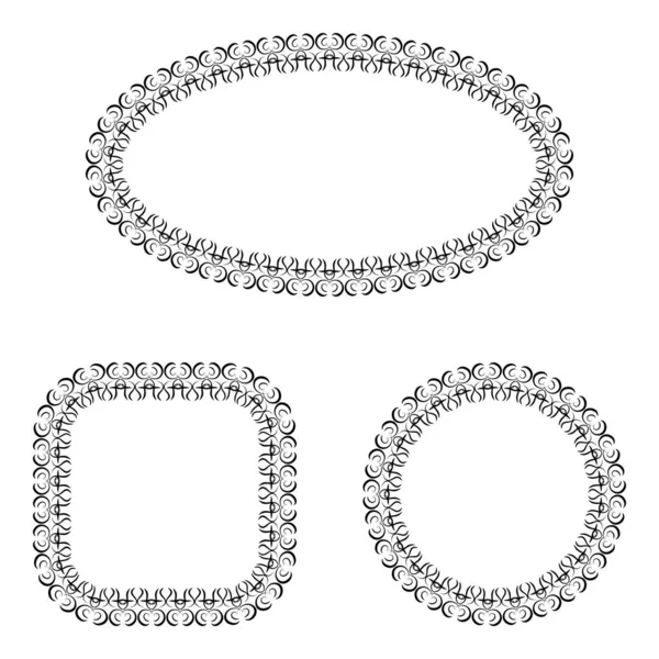 Abstrakter Vektor schwarz und weiß verzierte Rahmen gesetzt — Stockvektor