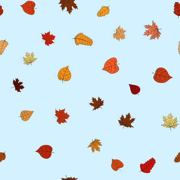 Abstrait vecteur doodle automne feuilles motif sans couture — Image vectorielle