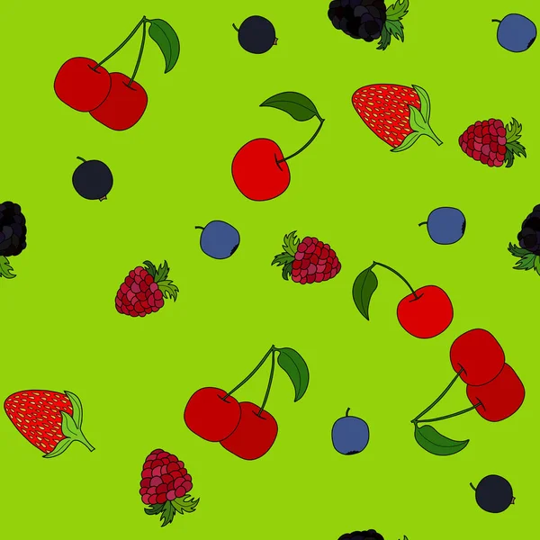 Abstrato vetor doodle berry sem costura padrão —  Vetores de Stock