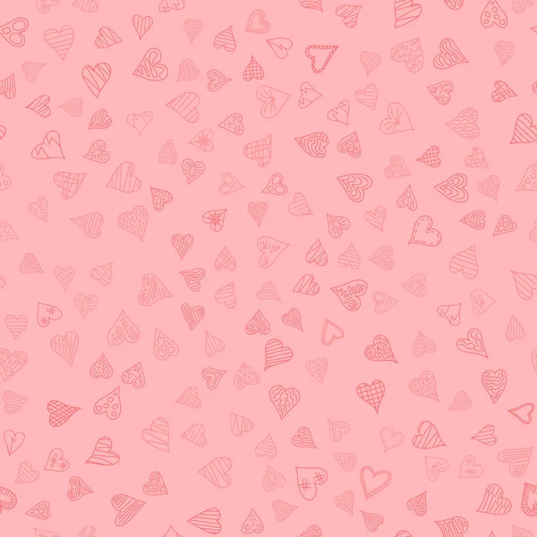 El vector caótico coloreado doodle corazones patrón sin fisuras - para el día de San Valentín — Archivo Imágenes Vectoriales
