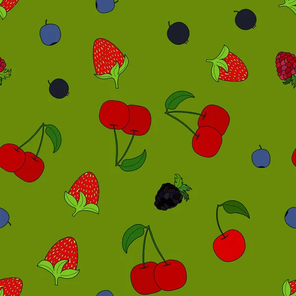 Abstrato vetor doodle berry sem costura padrão —  Vetores de Stock