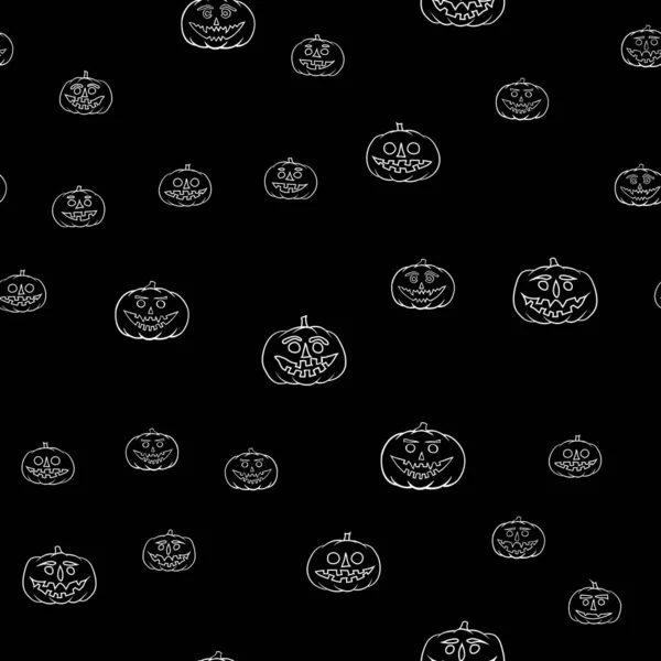 Handgezeichnete Jack-o-Laterne nahtloses Muster - Halloween-Hintergrund — Stockvektor