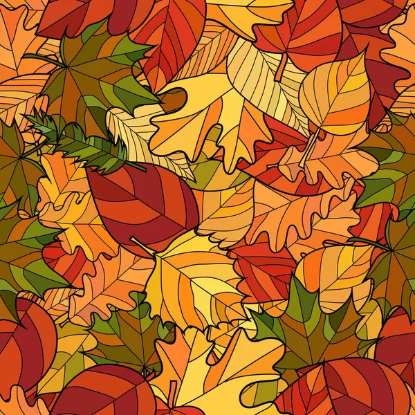 Αφηρημένη διάνυσμα doodle φθινόπωρο αφήνει αδιάλειπτη μοτίβο — Διανυσματικό Αρχείο