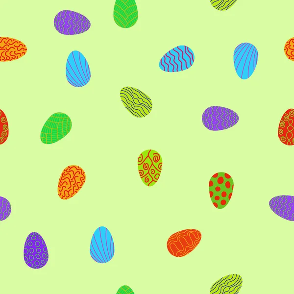 Doodle vector huevos de Pascua caótico patrón sin costura — Vector de stock