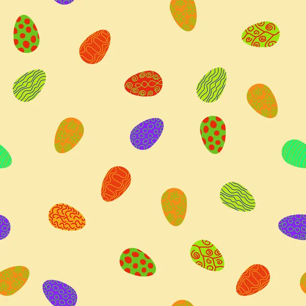 Doodle vektor húsvéti tojás kaotikus varrat nélküli mintázat — Stock Vector