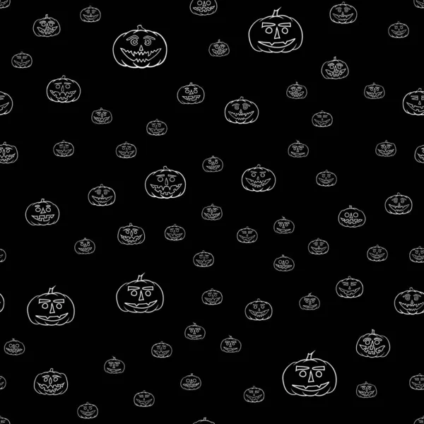 Dibujado a mano jack-o-linterna patrón sin costura - fondo de Halloween — Archivo Imágenes Vectoriales