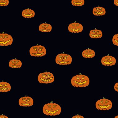 elle çizilmiş jack-o-lantern seamless modeli - Cadılar Bayramı arka plan