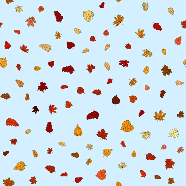 Abstrait vecteur doodle automne feuilles motif sans couture — Image vectorielle