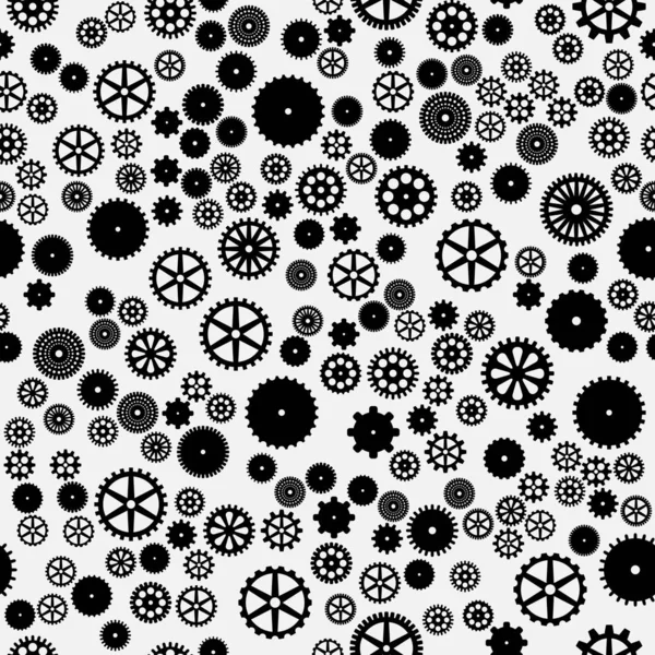 抽象矢量黑色扁平齿轮无缝图案 — 图库矢量图片
