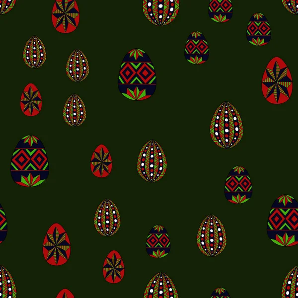 Doodle vector huevos de Pascua caótico patrón sin costura — Vector de stock