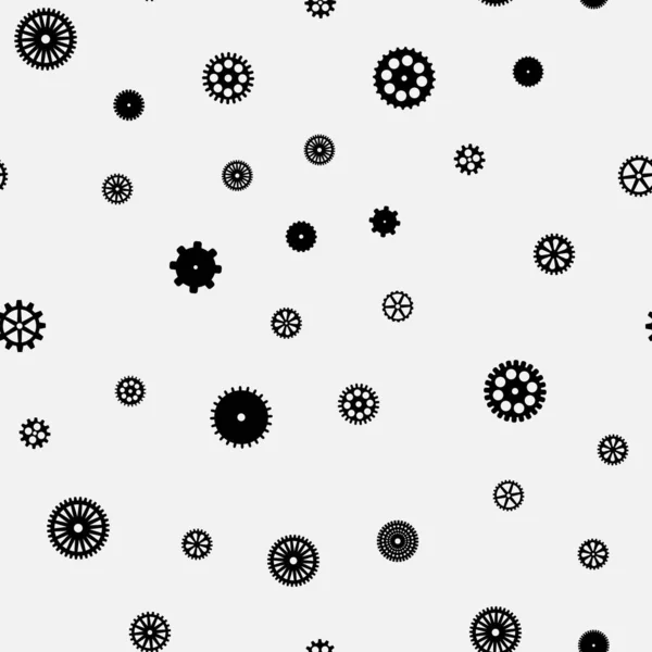 Vector abstracto negro engranajes planos patrón sin costura — Archivo Imágenes Vectoriales