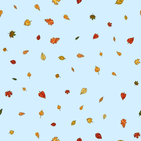 Abstrait vecteur doodle automne feuilles motif sans couture — Image vectorielle