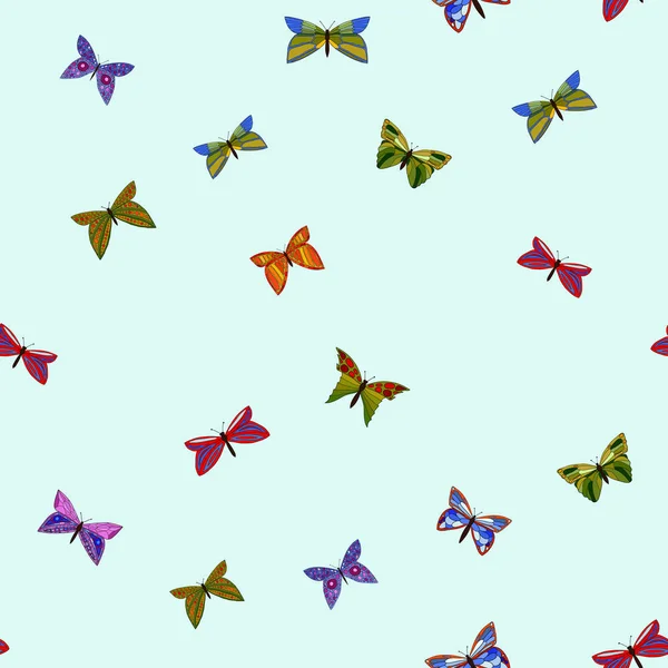Soyut vektör renkli kelebekler seamless modeli doodle — Stok Vektör