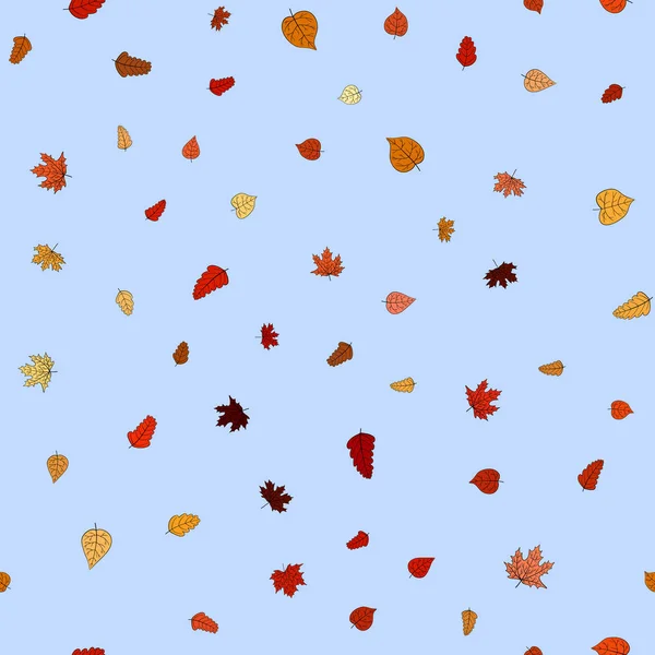 Abstract vector doodle autumn leaves seamless pattern — Stock Vector