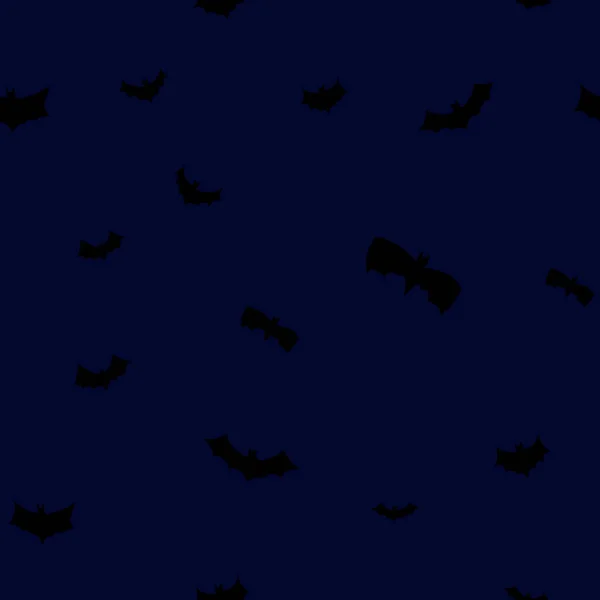 矢量黑色飞行蝙蝠轮廓无缝图案 — 图库矢量图片