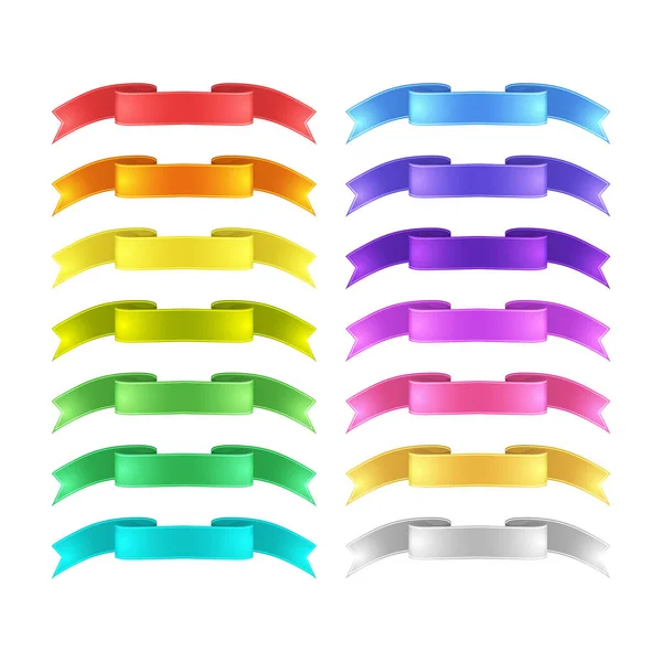 Vectores aislados cintas de satén de color conjunto — Vector de stock