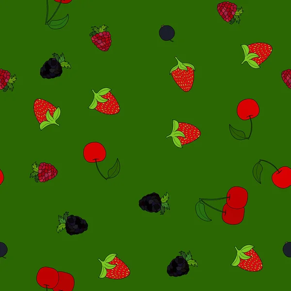 Abstrato vetor doodle berry sem costura padrão —  Vetores de Stock