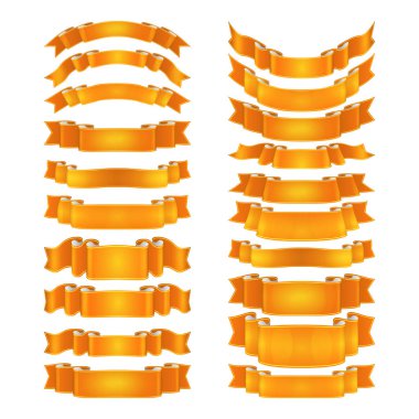 izole vektör renkli saten kurdeleler ayarlandı