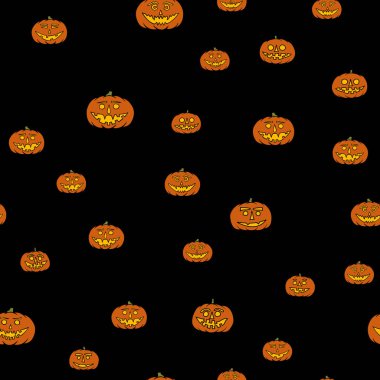 elle çizilmiş jack-o-lantern seamless modeli - Cadılar Bayramı arka plan