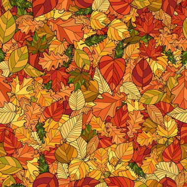 soyut vektör karalama sonbahar yaprakları pürüzsüz desen